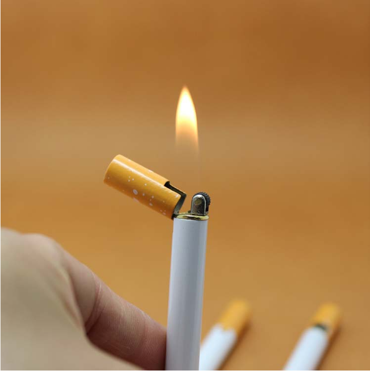 Wholesale Creative Mini Compact Lighter Butane Gas Metal Cigarette Shaped Lighter Free Fire Grinding Wheel Pocket Lighter