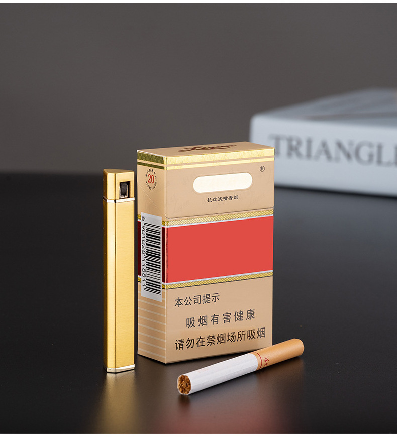 High Quality Metal Thin Strip Gas Lighter Simple Rechargeable Long Cigarette Lighter