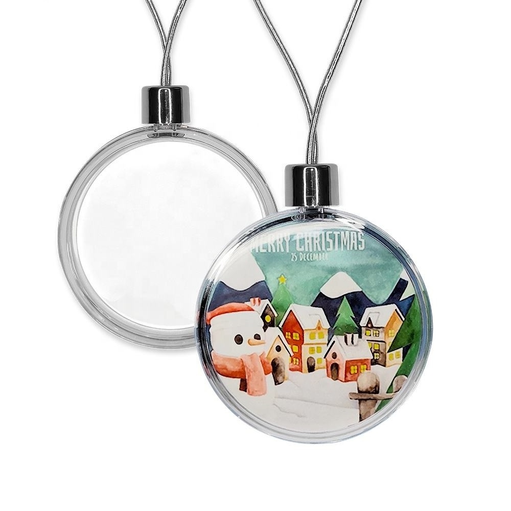 Christmas Ball Sublimation Blank Christmas Ornament Transparent Plastic Flat Ball 8CM Sublimation Christmas Ornaments