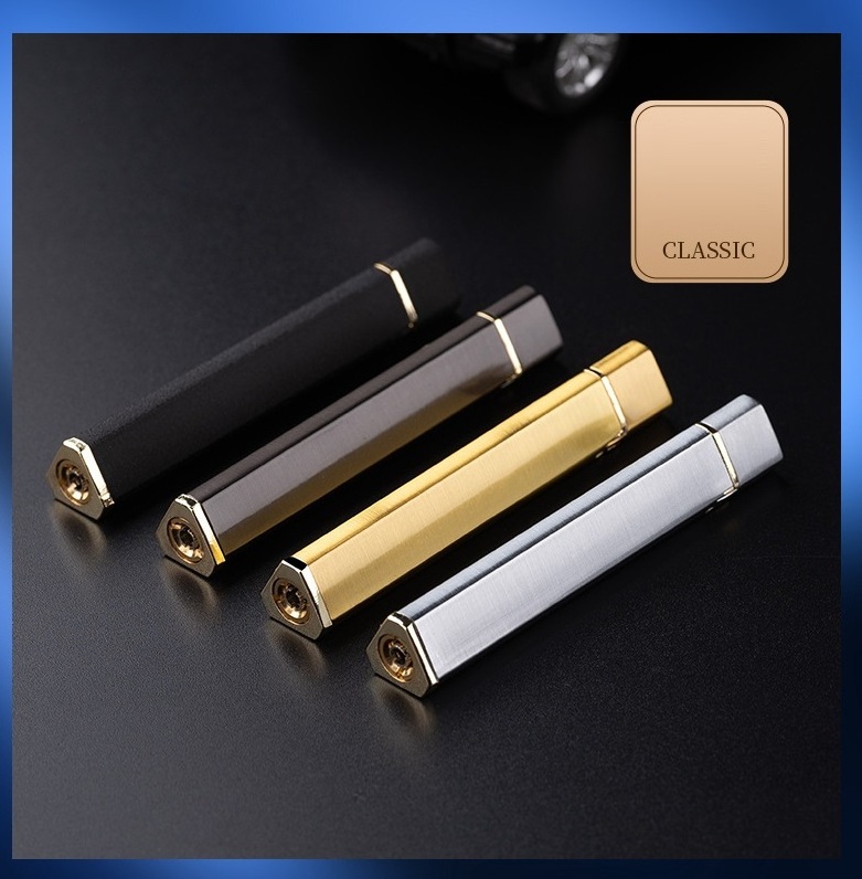 High Quality Metal Thin Strip Gas Lighter Simple Rechargeable Long Cigarette Lighter