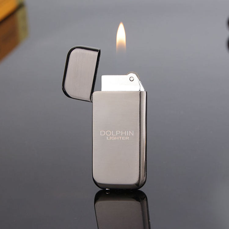 Cheap Metal Rectangle Cigarette Lighters Custom Logo Refillable Butane Gas Lighters