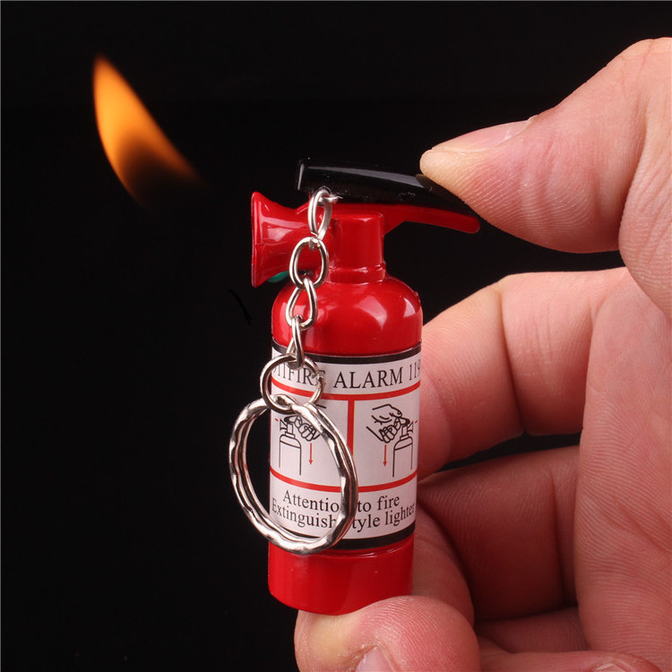 Wholesale Price Creative Small Fire Extinguisher Pendant Type Open Flame Lighter Keychain