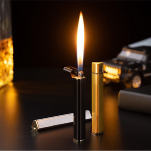 High Quality Metal Thin Strip Gas Lighter Simple Rechargeable Long Cigarette Lighter