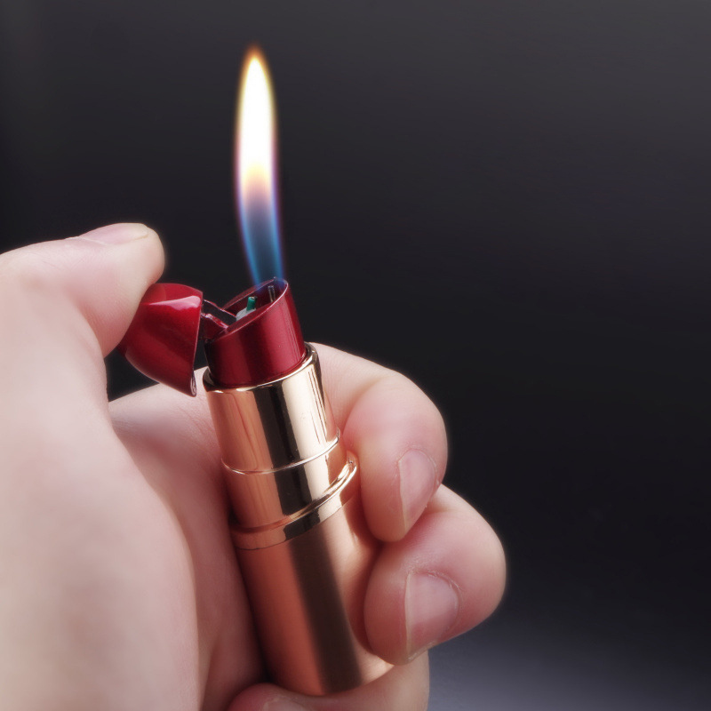 New High-end Creative Inflatable Lighter Zinc Alloy Abs Custom Ladies Lipstick Shaped Lighter For Women