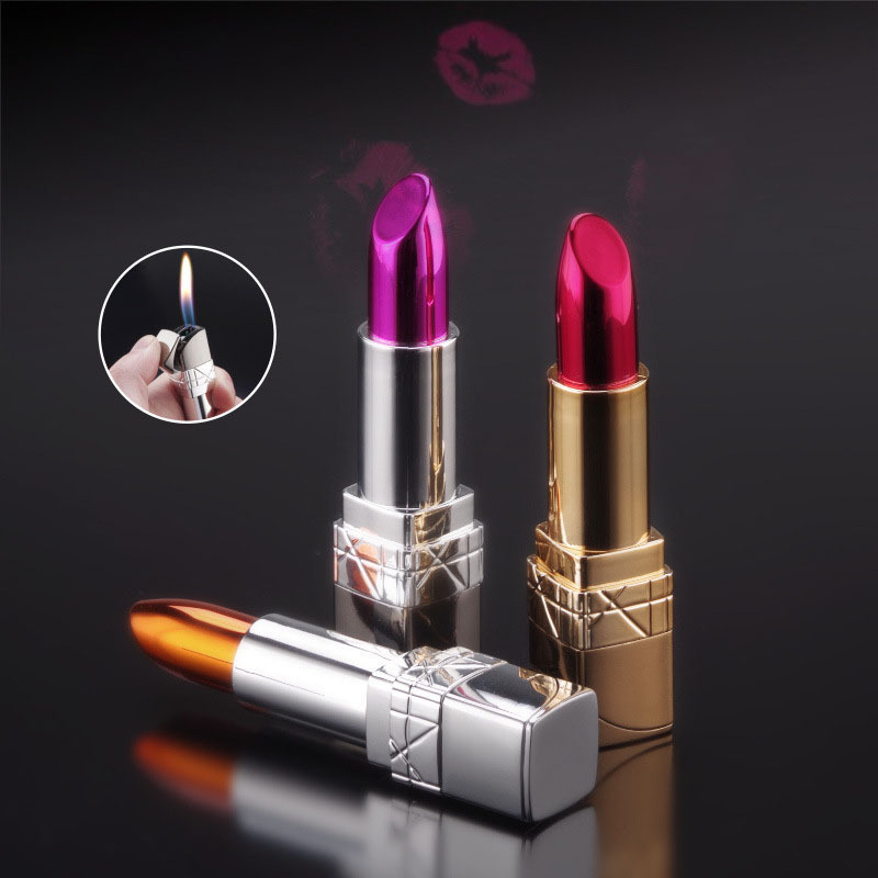 New Creative Fancy Lighter Ladies Lipstick Open Flame Women Lighters In Bulk Wholesale