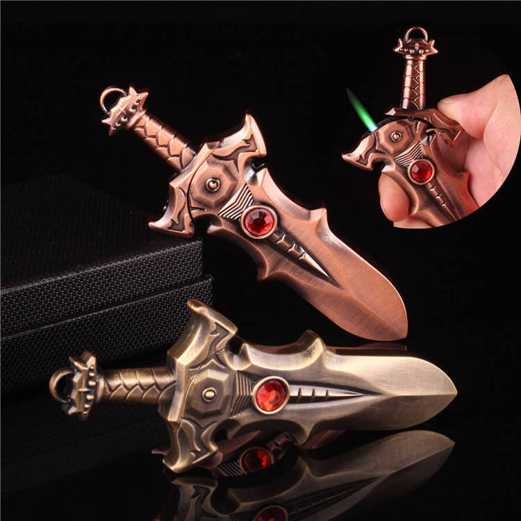 Creative Knife Sword Model Lighter Carry A Convenient Windproof Green Flame Gas Lighter