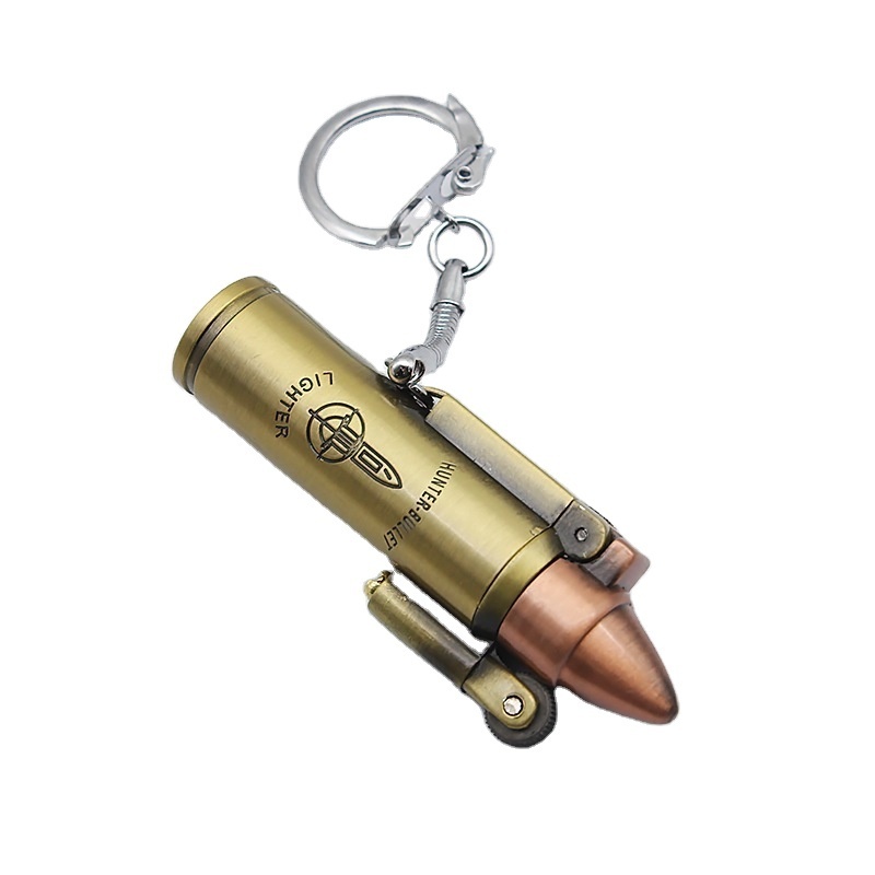 Creative Lighter Bullet Shape Butane Gas Windproof Jet Torch Flame Grinding Wheel Keychain Pendant Cigarette Lighter