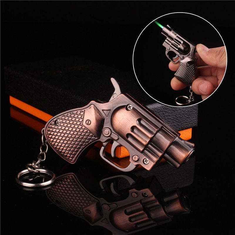 Revolver Small Pistol Creative Gun Lighter Hanging Cigarette Lighter Keychain Refillable Gas Lighter