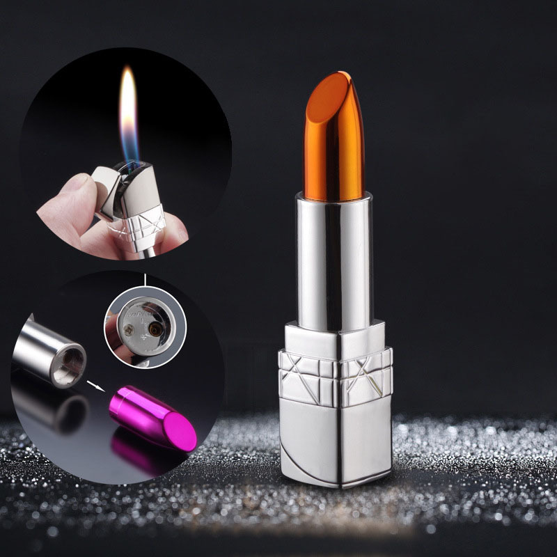 New Creative Fancy Lighter Ladies Lipstick Open Flame Women Lighters In Bulk Wholesale