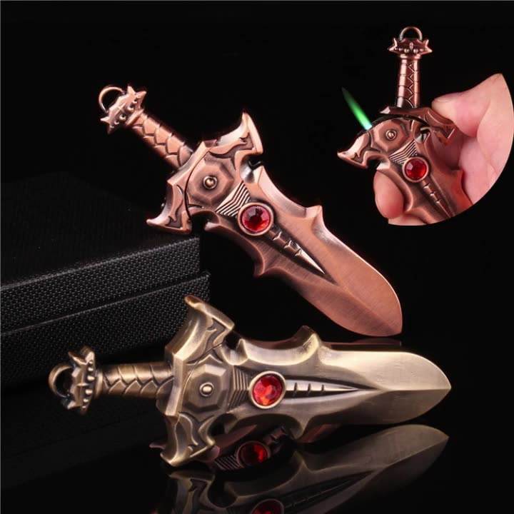 Creative Knife Sword Model Lighter Carry A Convenient Windproof Green Flame Gas Lighter