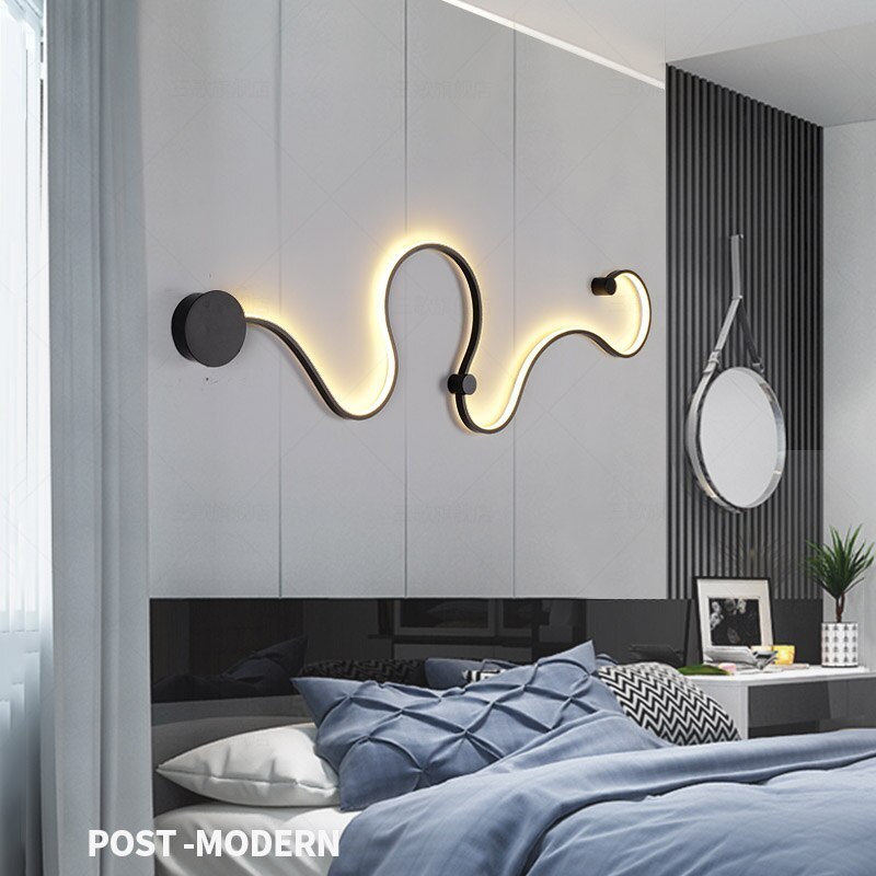 Modern Led Linear Wall Lamp Living Room Bedroom Dining Room Wall Sconce Ceiling Light Black White Lighting Fixtures