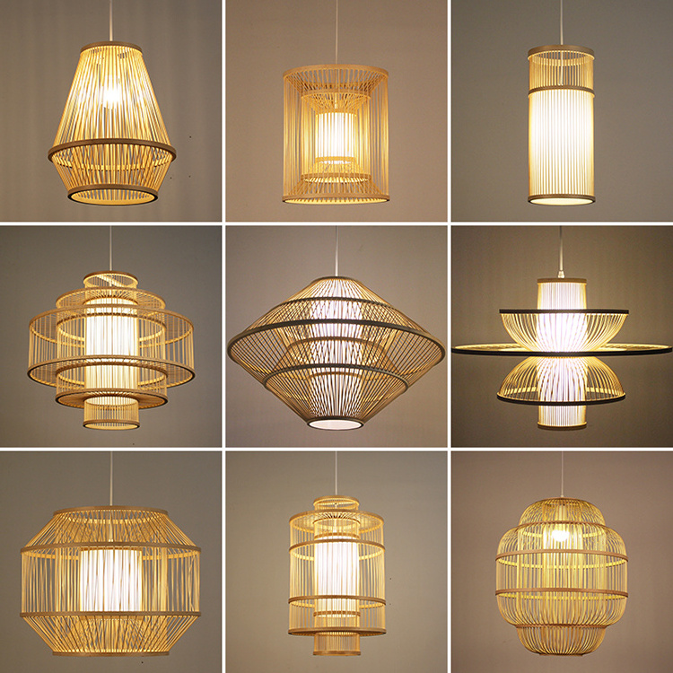 Best Quality Modern Decoration Chandelier Bamboo Shade Rattan Pendant Light For Dining Room Hotel