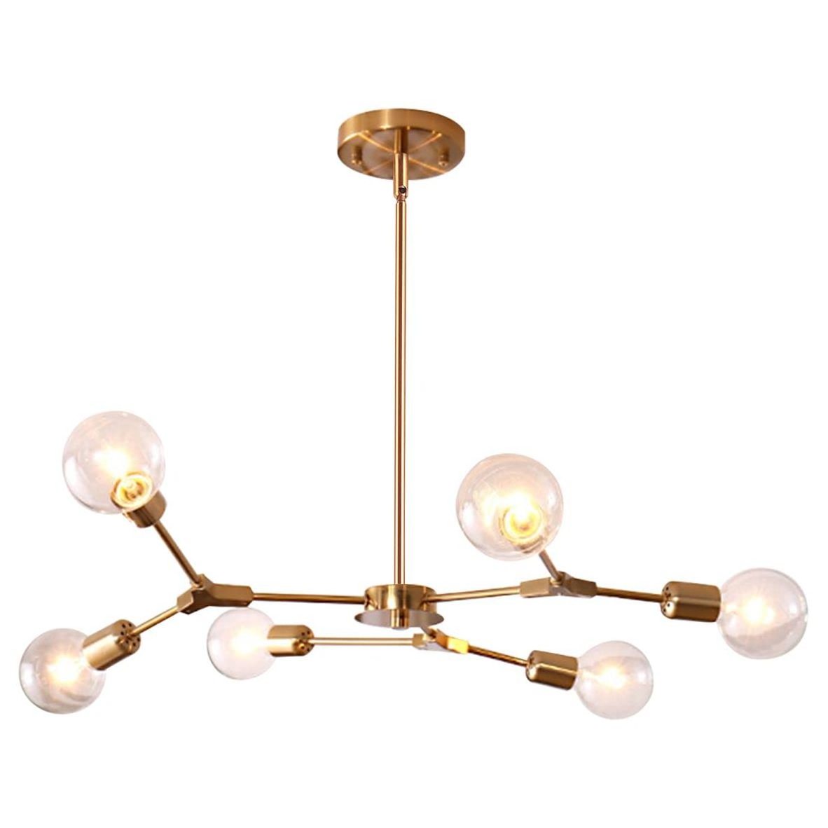 Industrial Modern Loft Fixtures  Brushed Brass Gold Metal Chandelier Pendant Light Fixtures For Living Room