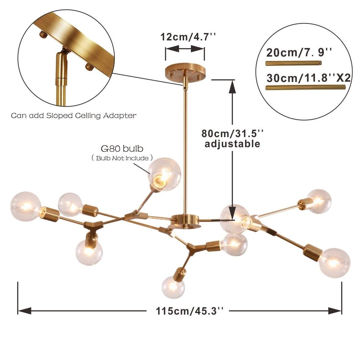 Industrial Modern Loft Fixtures  Brushed Brass Gold Metal Chandelier Pendant Light Fixtures For Living Room