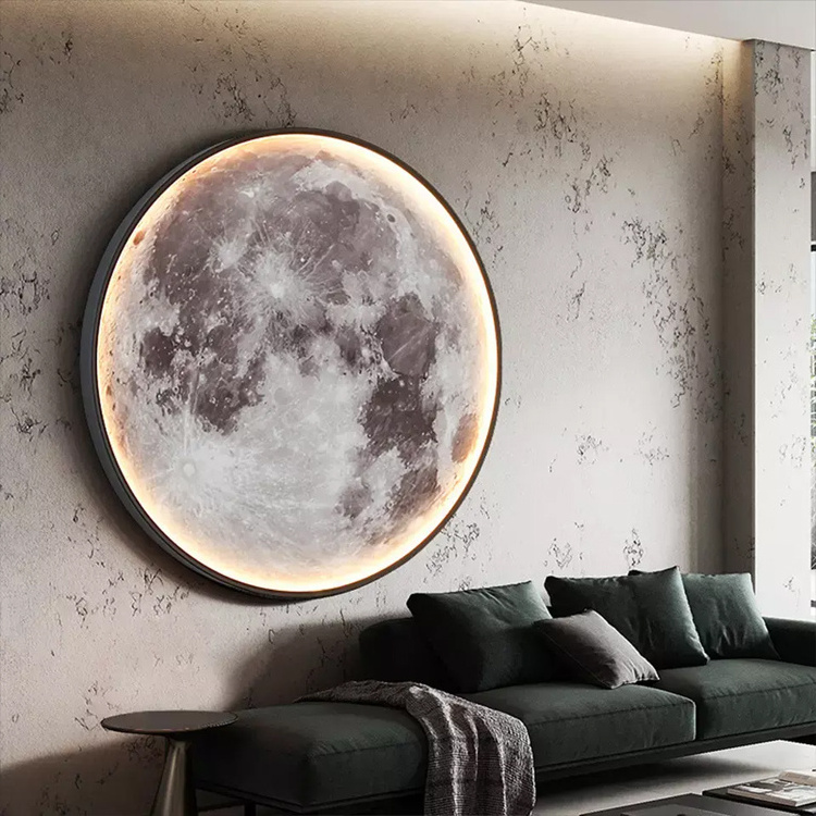 Creative Design Dimmable Moon Wall Lamp Round Decor Planet Led Bedroom Wall Light For Home