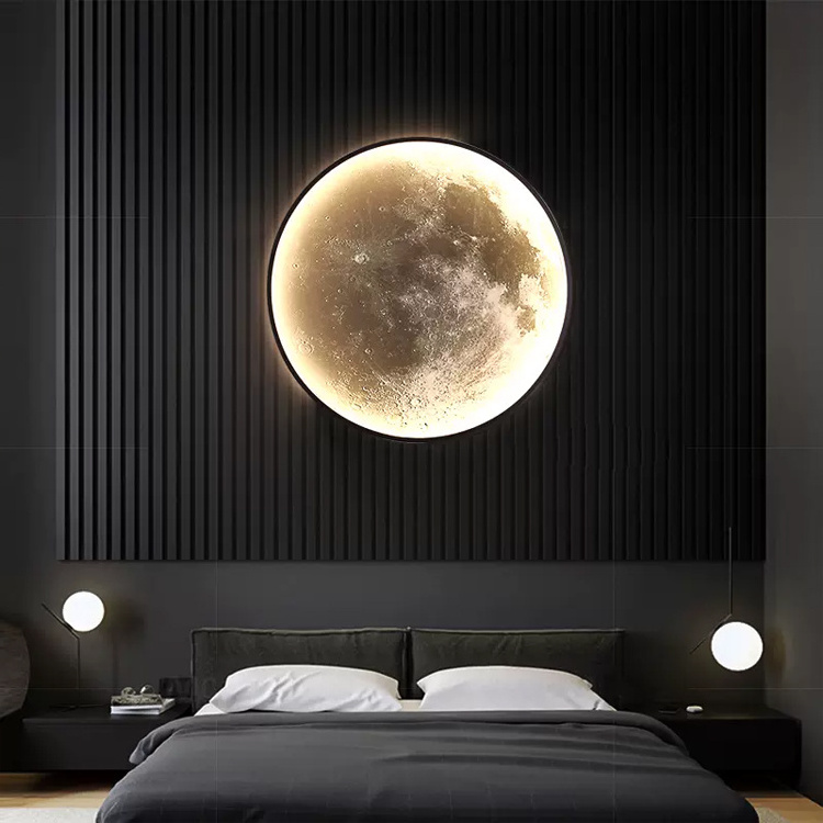 Creative Design Dimmable Moon Wall Lamp Round Decor Planet Led Bedroom Wall Light For Home