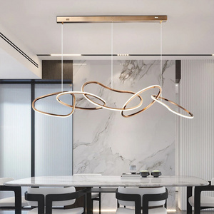 Postmodern Minimalist Ring Design Restaurant Hall Pendant Light Stainless Steel Hanging Lighting Fixtures