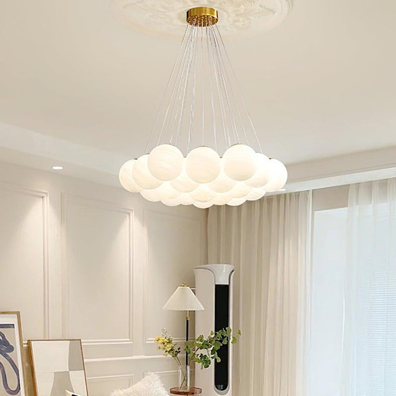 Nordic Cluster Bubble Ceiling Chandeliers Romantic Living Room Bedroom Decoration Led Glass Ball Pendant Light