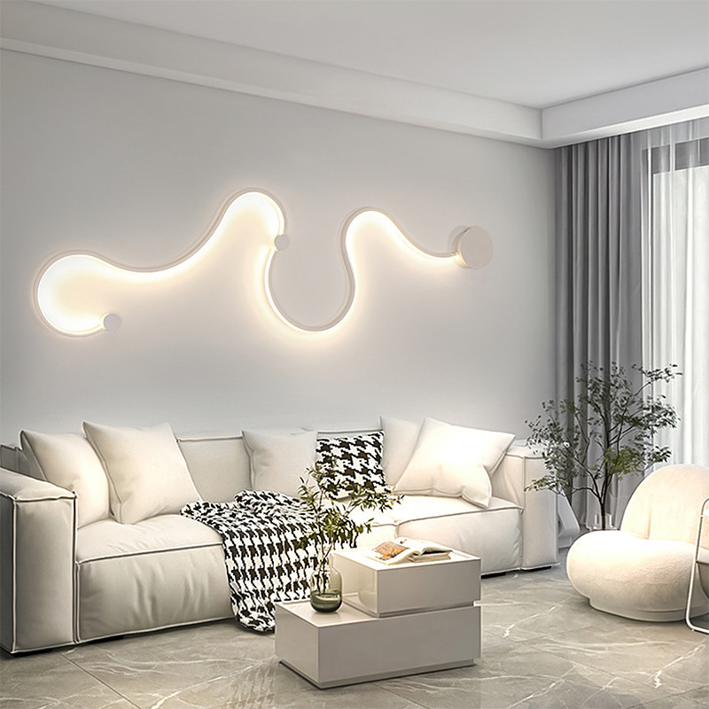 Modern Led Linear Wall Lamp Living Room Bedroom Dining Room Wall Sconce Ceiling Light Black White Lighting Fixtures