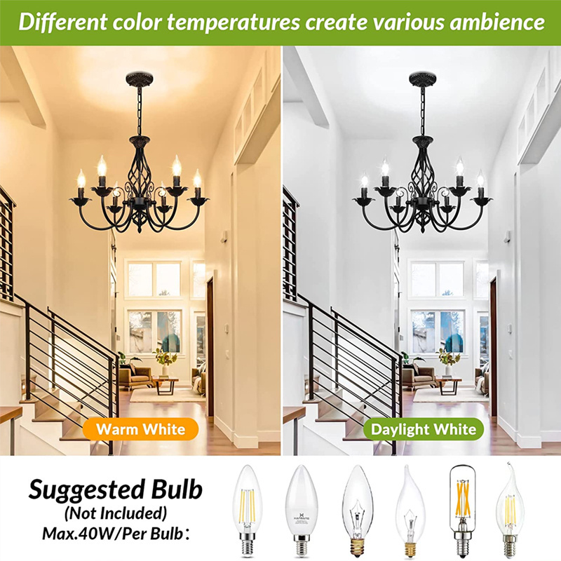 Vintage Design Candle Lighting E14 Retro Living Room Bedroom Pendant Light Country Chandeliers For Decoration