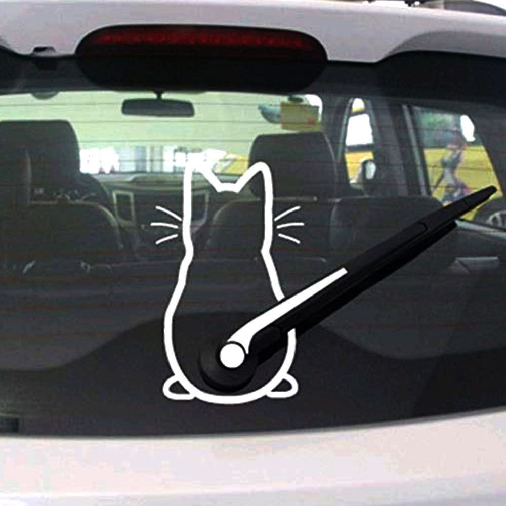 Funny Moving Cat Tail Car Sticker Windshield Wiper Decor Decals Dog Cat Vinyl Art Sticker For Truck Car Bumper Funny Decoration