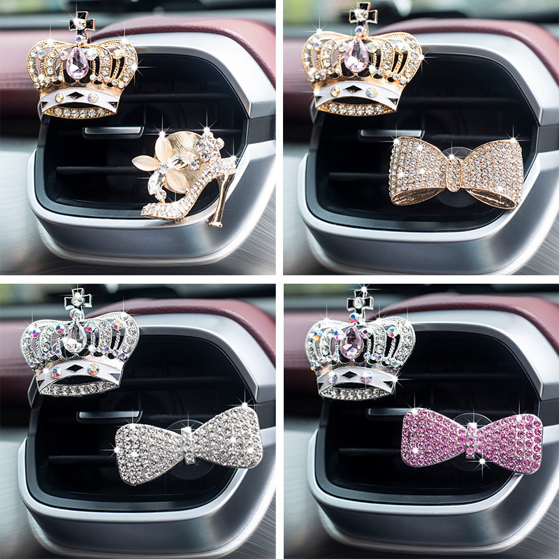 Car Decor Diamond Purse Car Air Freshener Auto Outlet Perfume Clip Scent Diffuser Bling Crystal Car Accessories Women Girls