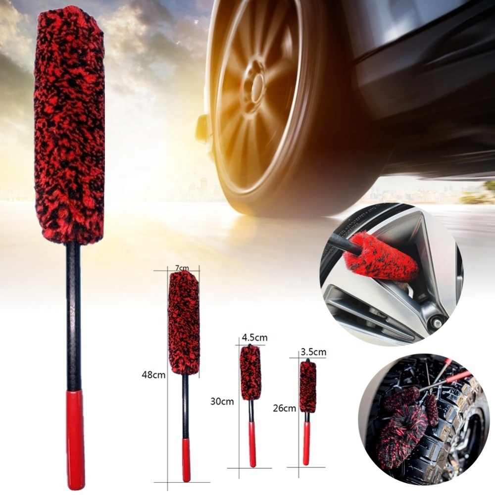 Universal Car Wash Wheel Portable PP Handle Wool Brush Wheel Tire Brush Car Cleaning Brush Car Washing Wheel Cleaner