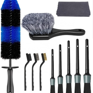 Durable 11Pcs Motorcycle Tire Rim Clean Brush Car Wheel Engine Cleaning Brushes Kit Auto Vent Detailing Brush