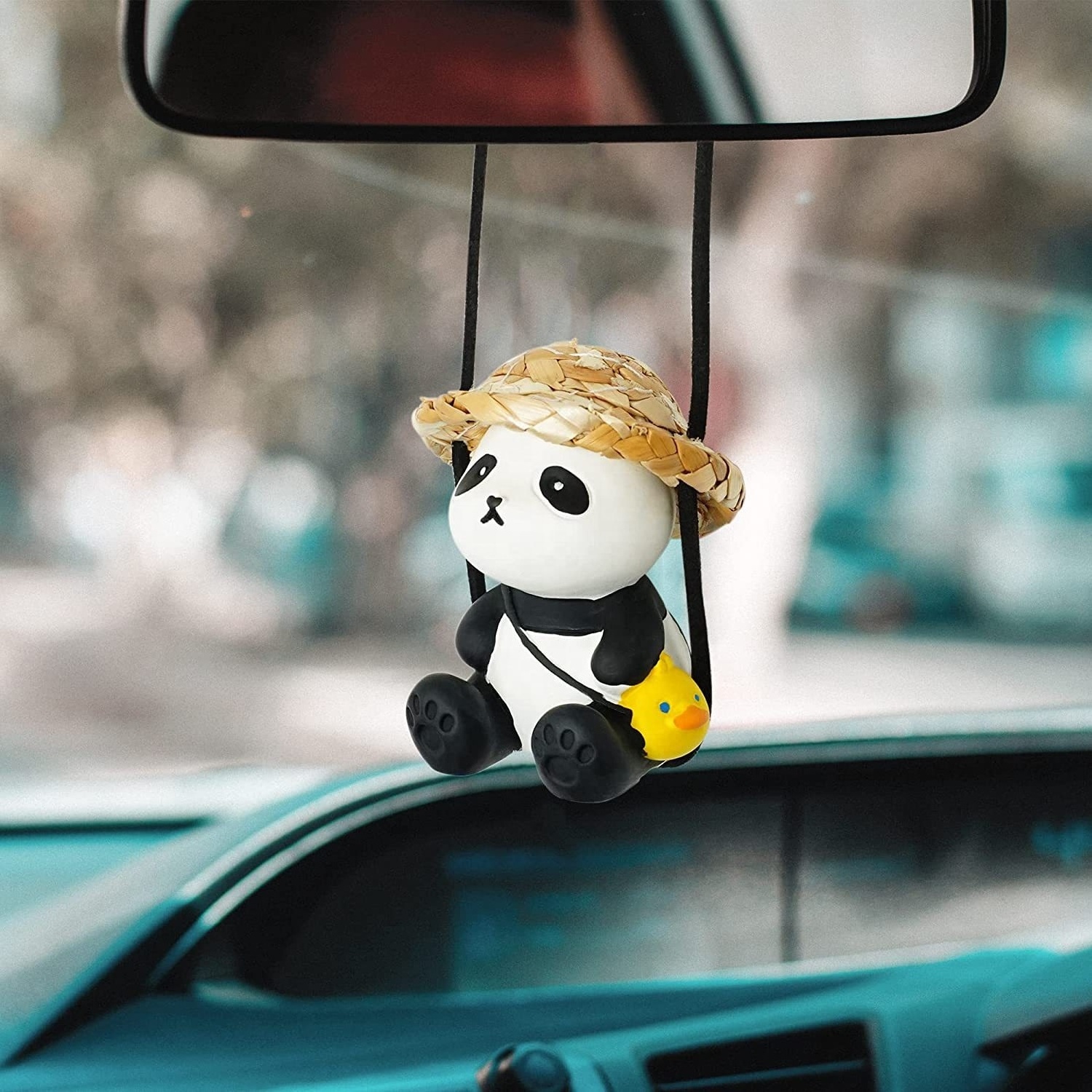 Cute Anime Panda Car Interior Pendant Auto Dashboard Rearview Mirror Decoration Ornaments Pendant For Car Interior Accessories