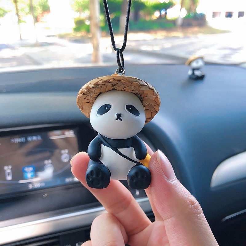 Cute Anime Panda Car Interior Pendant Auto Dashboard Rearview Mirror Decoration Ornaments Pendant For Car Interior Accessories