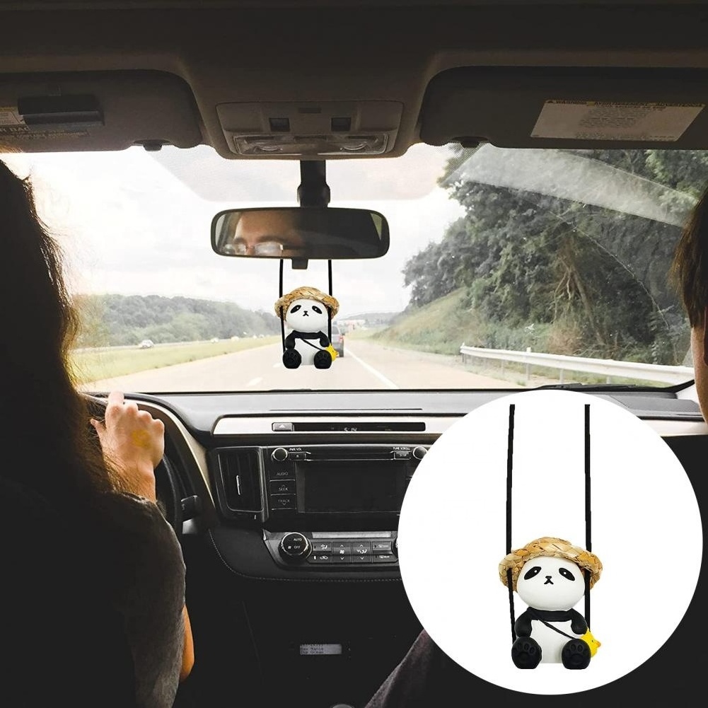 Cute Anime Panda Car Interior Pendant Auto Dashboard Rearview Mirror Decoration Ornaments Pendant For Car Interior Accessories