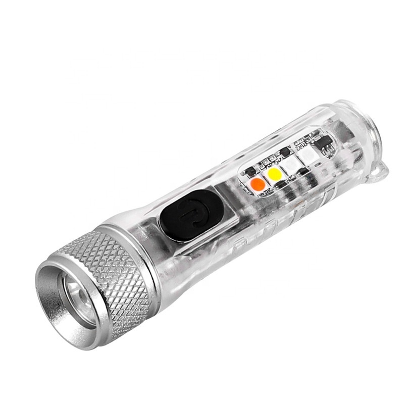 Transparent Mini Flashlight Torch Powerful flashlight For Key Chain USB Charging IP66 Waterproof Type C Super Bright flashlight