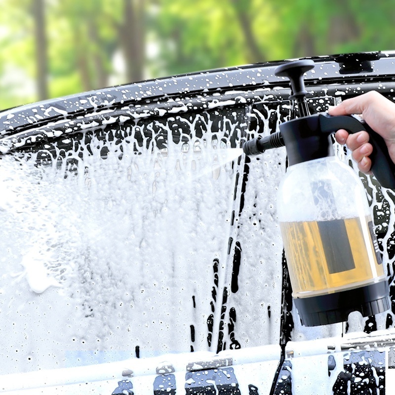 2L Hand Pump Foam Sprayer with 3 Types of Nozzle Hand Pneumatic Foam Cannon Snow Foam Car Wash Spray Bottle