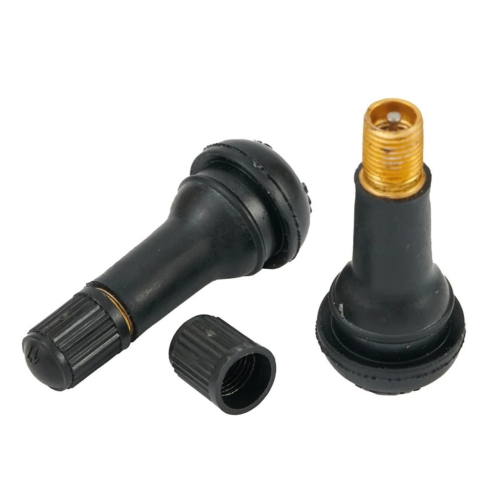 4Pcs TR413 Snap In Type Rubber Valve Tool Black Tubeless Tyre Valves Stems For Vacuum Tire Cars Length 4.5cm Top Diameter 2cm