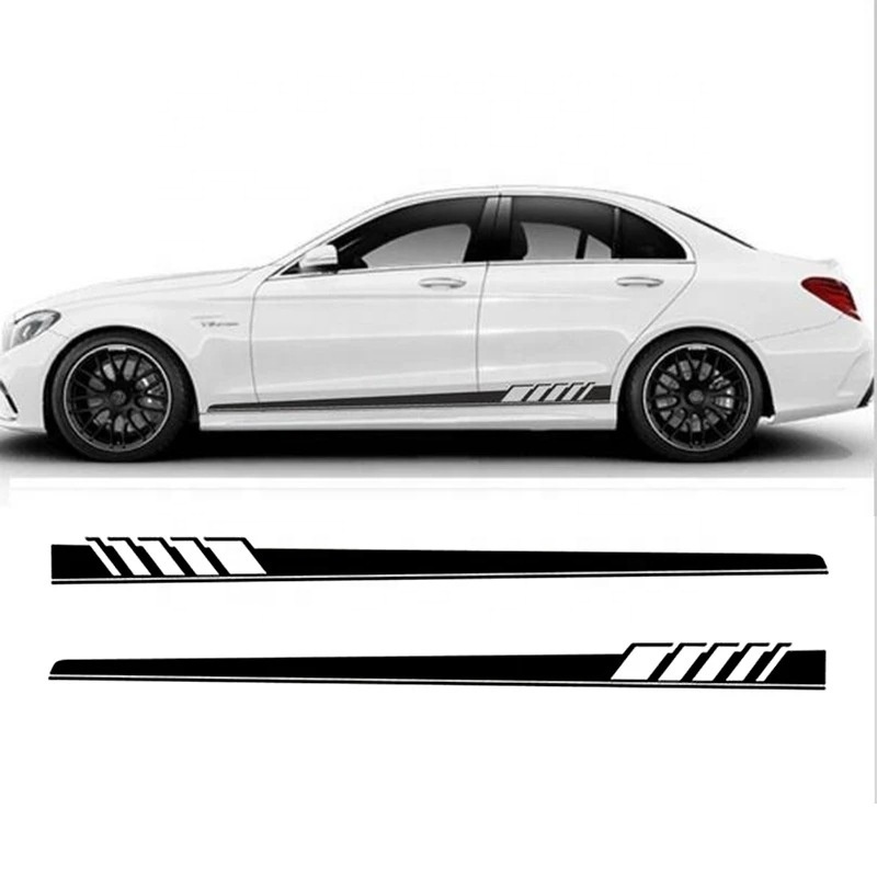 2pcs Car Side Stickers Wrap Racing Stripes Auto Vinyl Film Body Door Accessories Decals