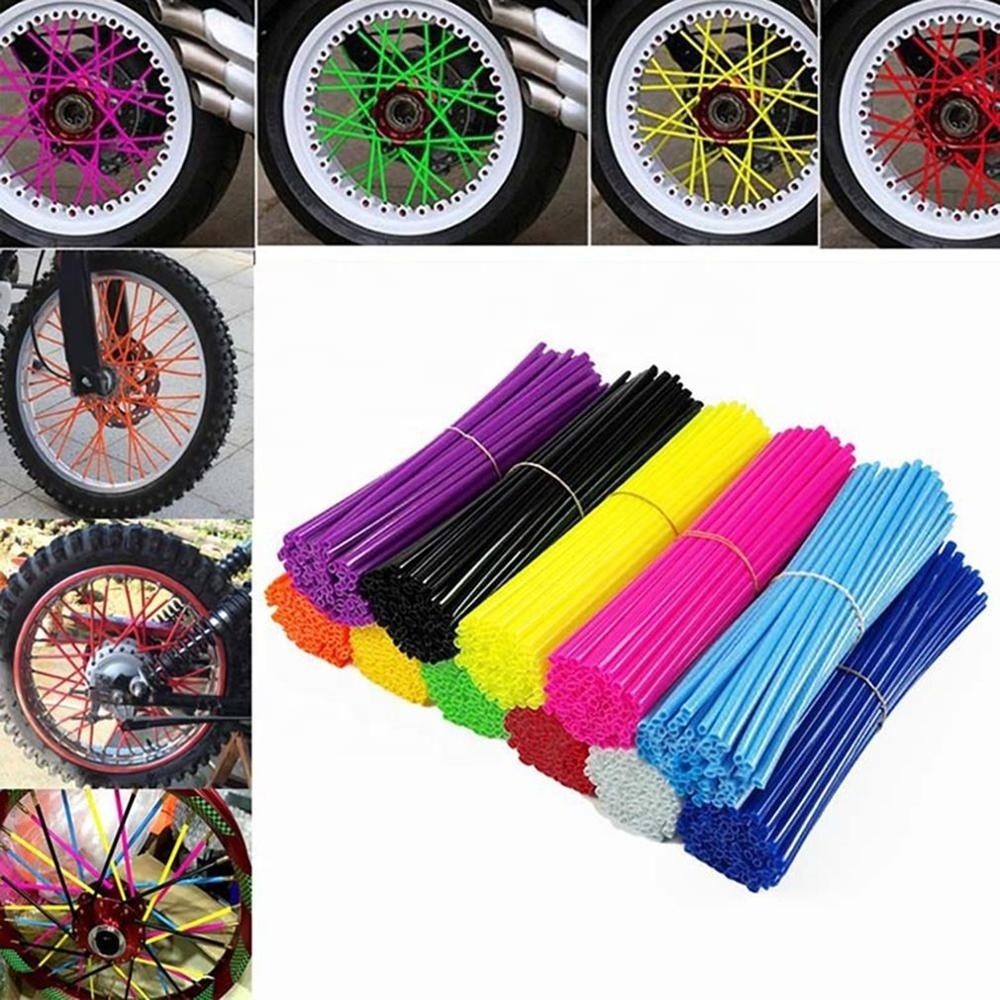 72pcs/bag Motorcycle Wheel Spoke Protector Wraps Rims Skin Trim Covers Pipe For Motocross Bicycle Bike Cool Accessories