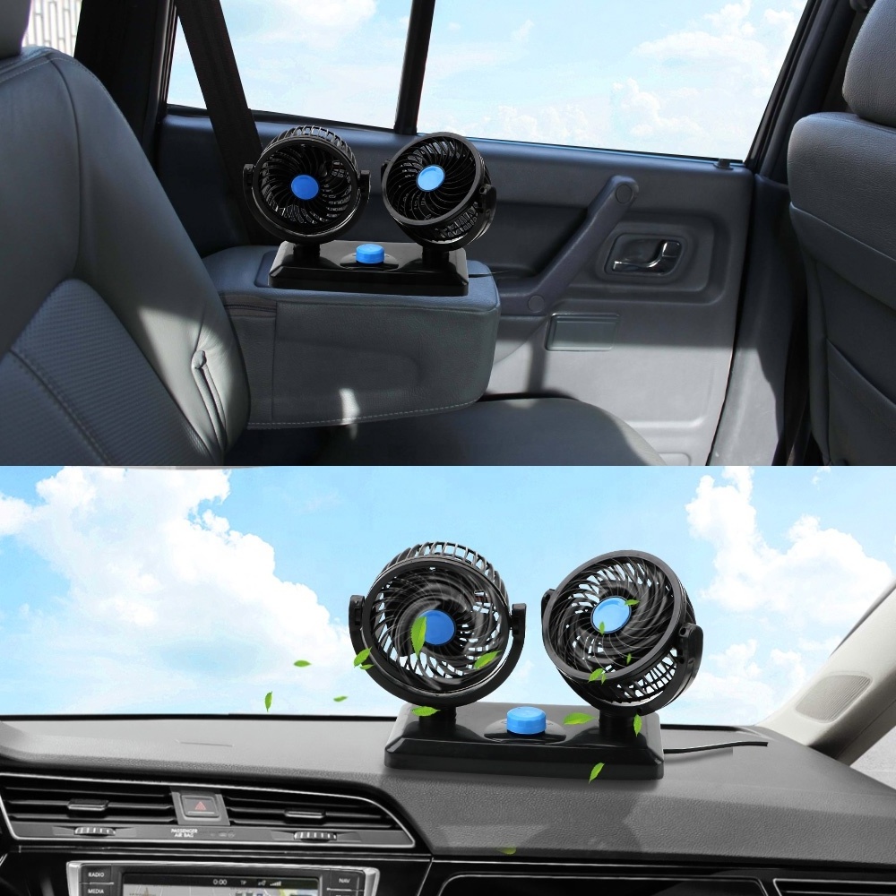 Car Fan Cooling Air Fan Powerful Dashboard Electric Car Fan with  Cigarette Lighter Low Noise 360 Degree Rotatable