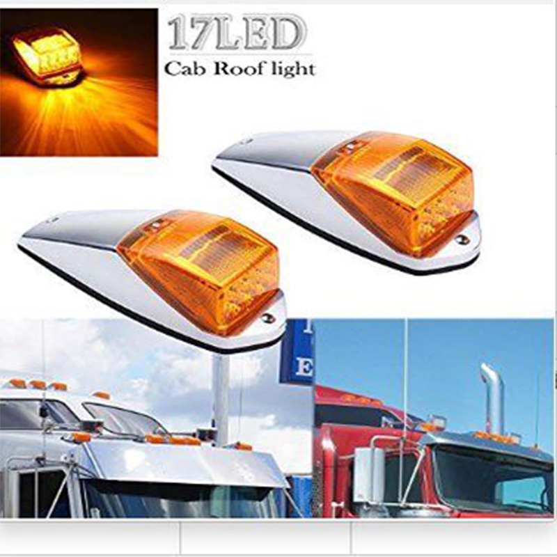 7LED White Roof Light Chrome Cab Marker Clearance Roof Running Top Light Assembly for Heavy Duty Trucks