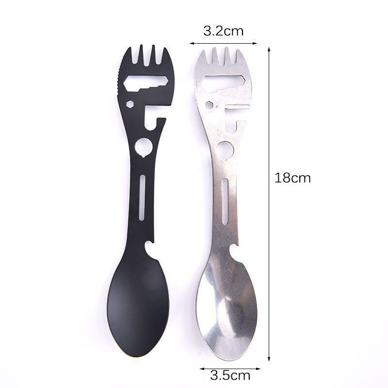 Camping Fork Multi Function Spoon 10 In 1 Integrated Fork Spoon Outdoor Fork Spoon Picnic Cutting Knife Bottle Can Opener