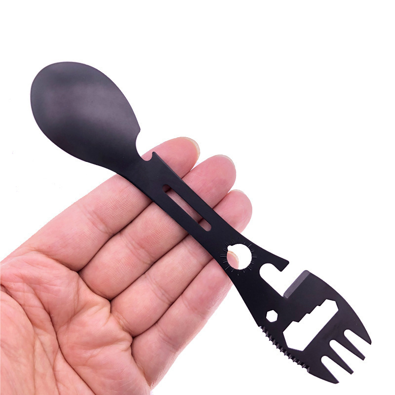 Camping Fork Multi Function Spoon 10 In 1 Integrated Fork Spoon Outdoor Fork Spoon Picnic Cutting Knife Bottle Can Opener