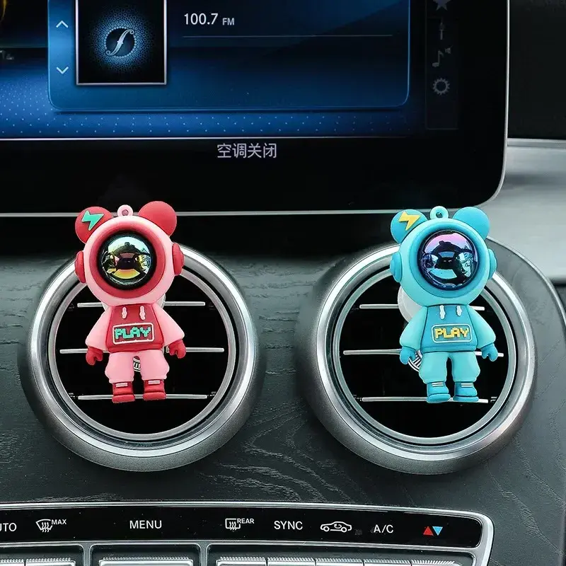 Cute Funny Cartoon Car Air Freshener Ornaments Decoration Complete Auto Vent Clips Fragrance Astronaut Figurines Accessories