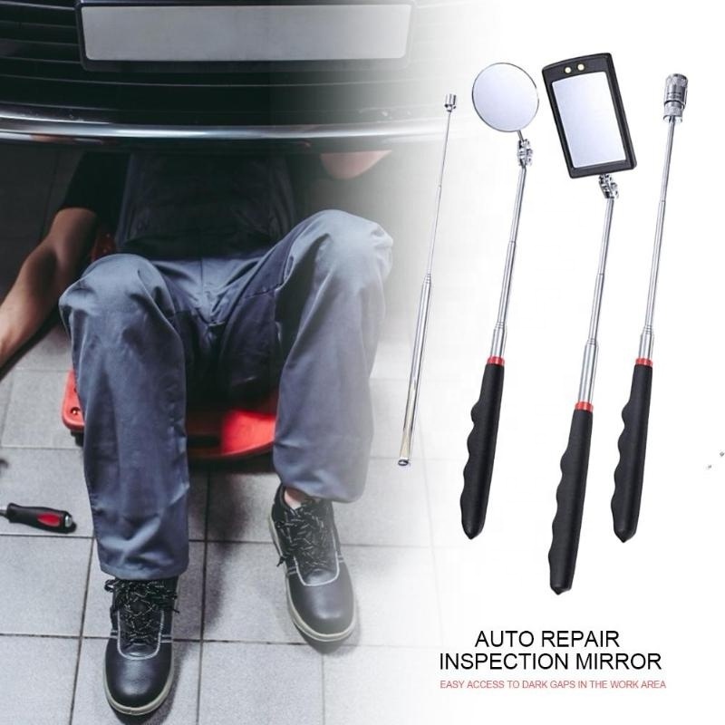 4pcs Mechanical Repair Tools Adjustable Automotive Telescopic Detection Lens Inspection Mirror Magnet Attractor Set Inspecter