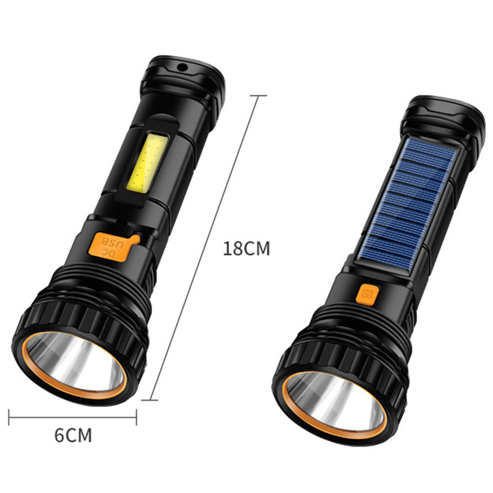 Solar/Rechargeable Multi Function 1000 Lumens LED Flashlight With Emergency Strobe Light and 1200 Mah Battery