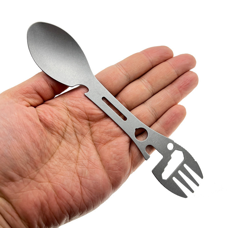 Camping Fork Multi Function Spoon 10 In 1 Integrated Fork Spoon Outdoor Fork Spoon Picnic Cutting Knife Bottle Can Opener