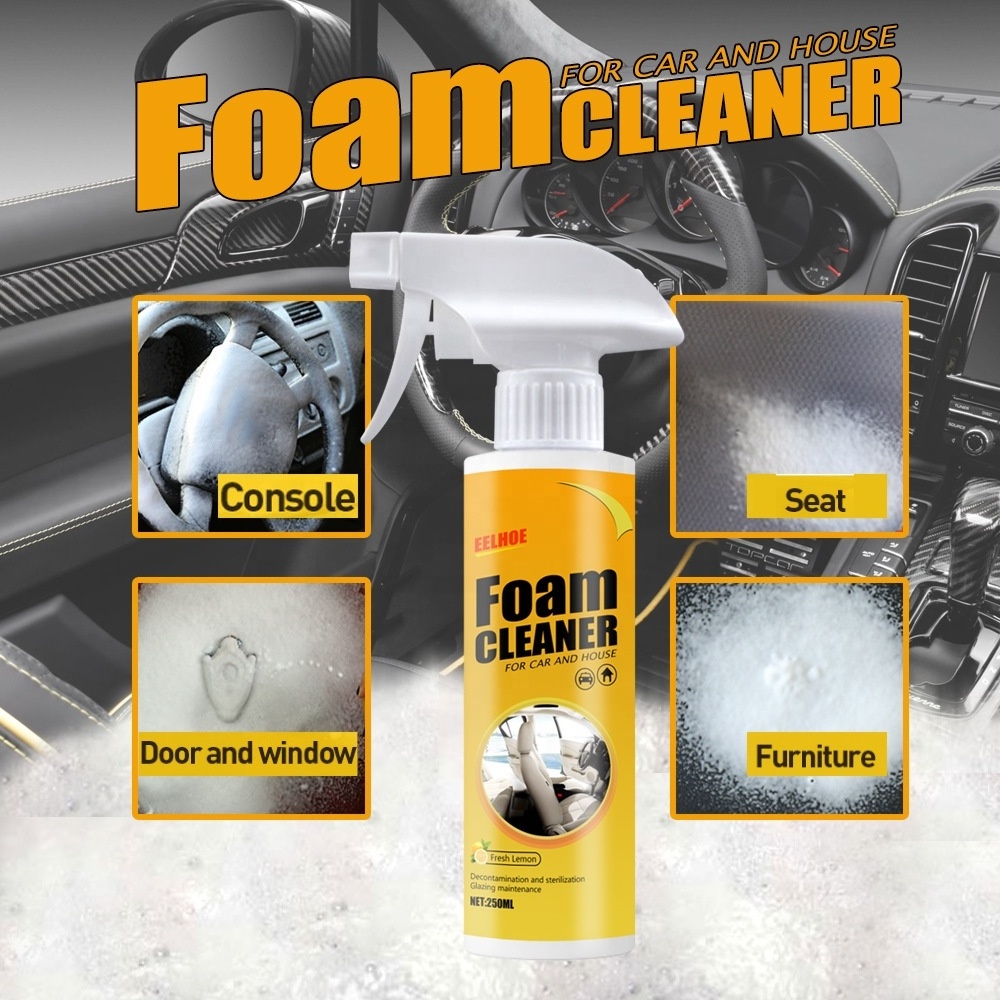 Multi-purpose Lemon Scented Foam Cleaner Spray Car Interior Cleaner Anti-Aging Protection Car Interior Home Cleaning Foam Spray