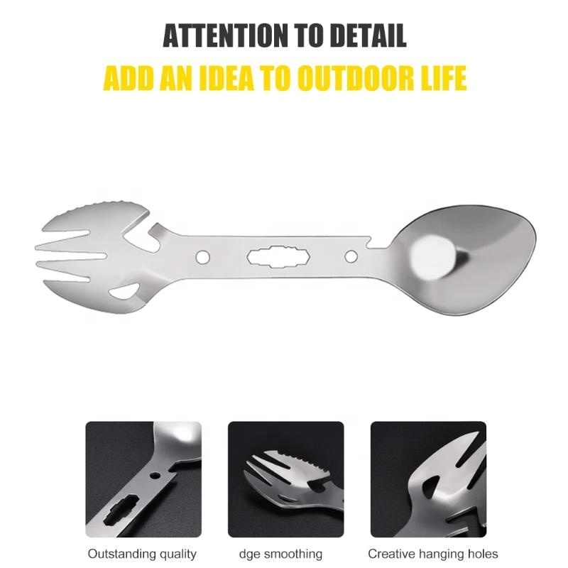 EDC Outdoor Mini Portable Spoon Fork Lightweight Useful Titanium Camping Backpacking Cutlery Spork Fork Spoon