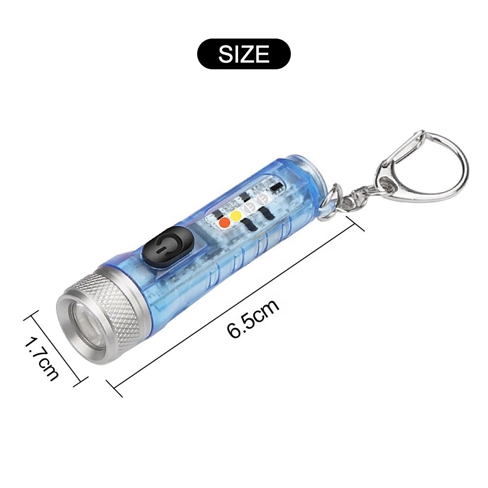 Transparent Mini Flashlight Torch Powerful flashlight For Key Chain USB Charging IP66 Waterproof Type C Super Bright flashlight