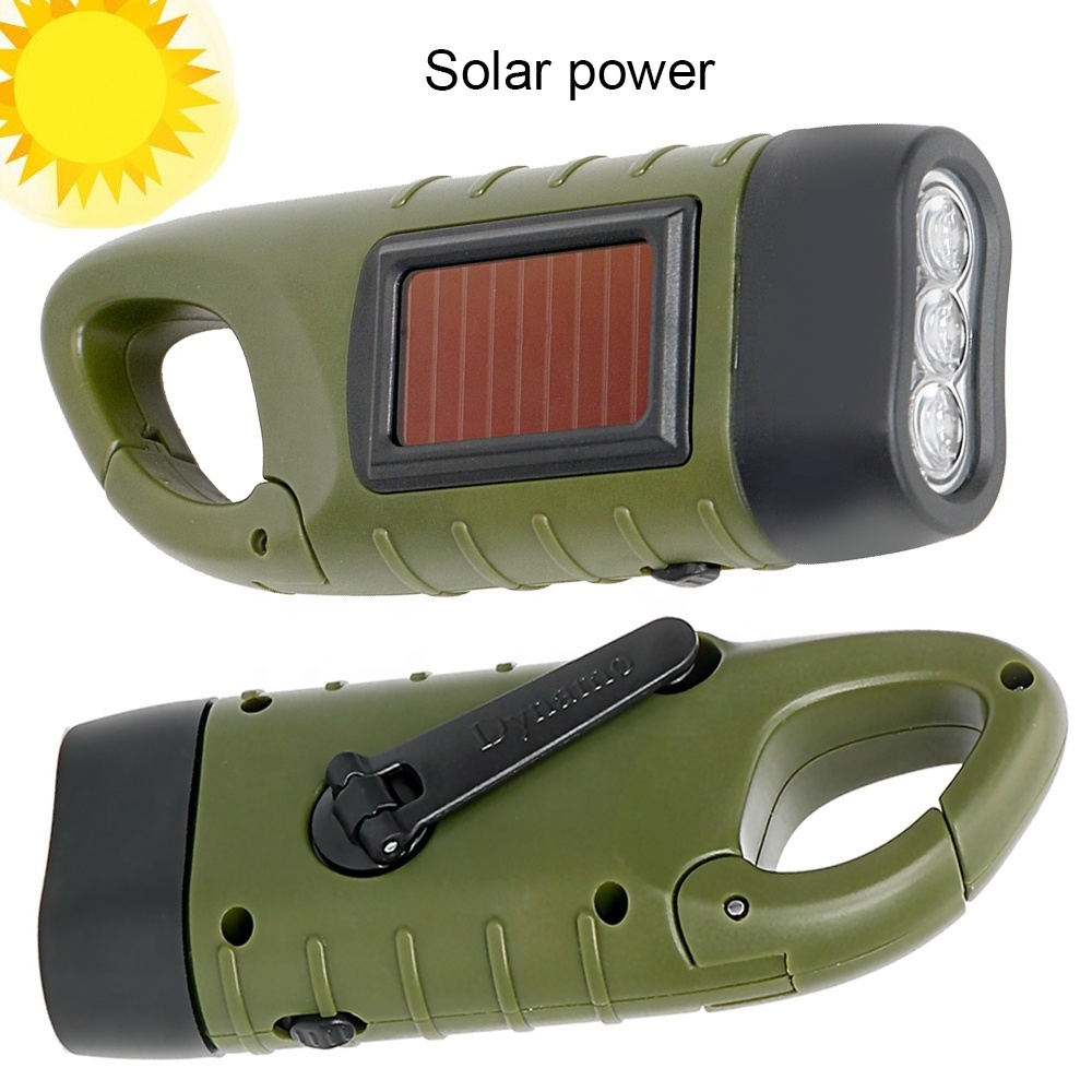 Portable LED Flashlight Hand Crank Dynamo Torch Lantern Professional Solar Power Tent Light for Outdoor Camping