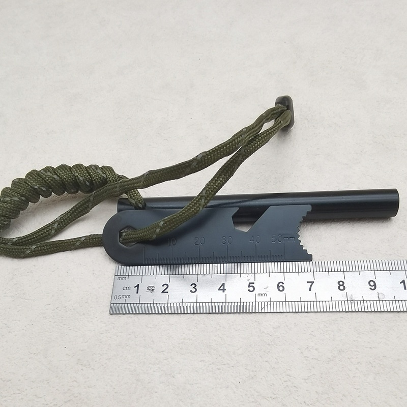 4 Inch Survival Ferrocerium Drilled Flint Fire Starter, Ferro Rod Kit with Paracord Lanyard Handle and Striker