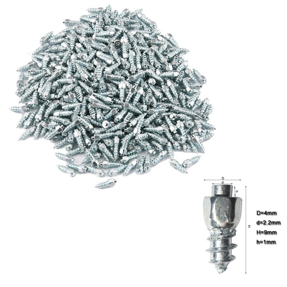 100pcs 9mm Screw In Tire Stud Snow Non-slip Spikes Racing Track Tire Ice Studs For Bike/Car/Truck/ATV Motorcycle